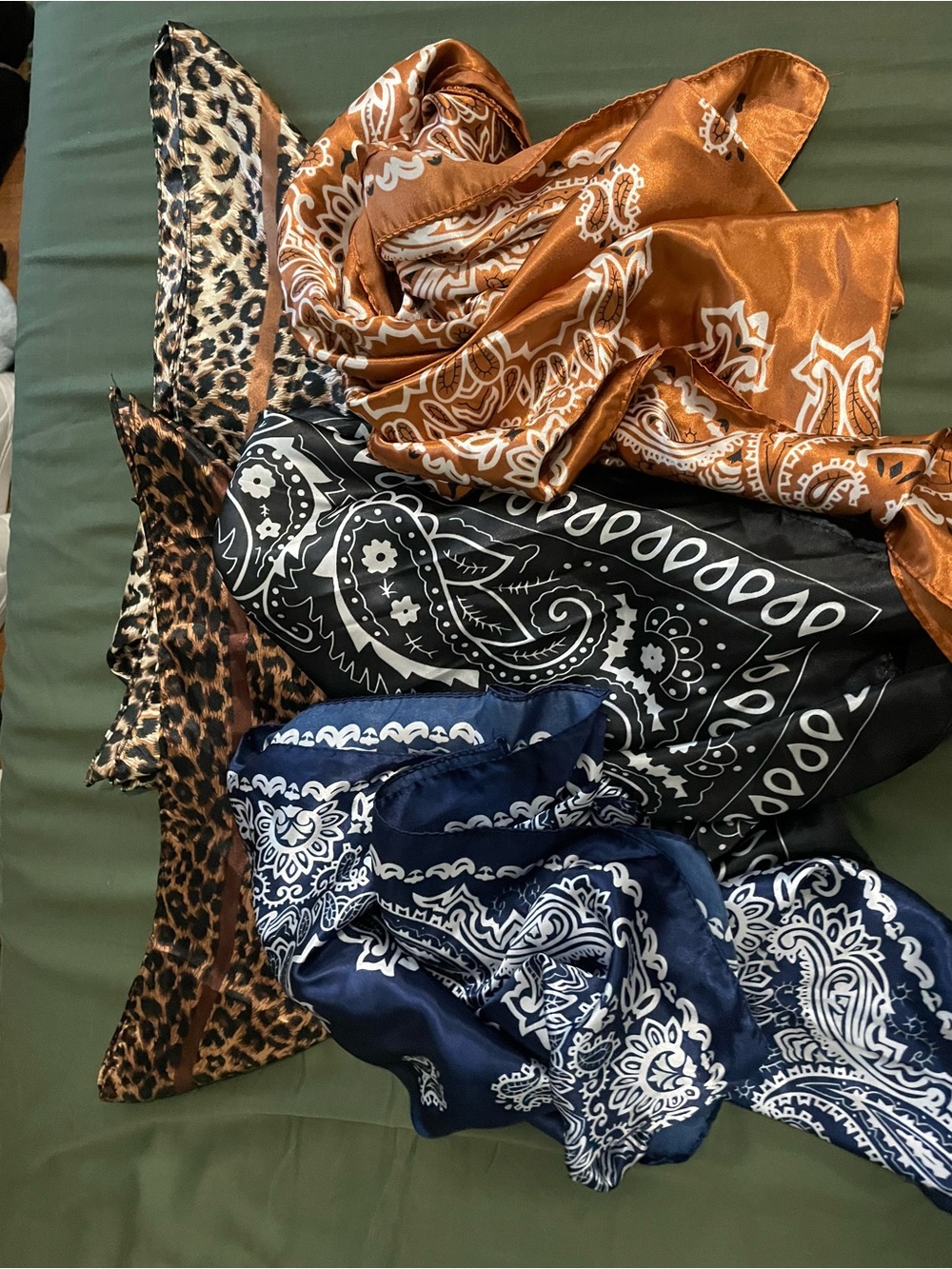 Silky Paisley and Leopard Print Scarf Bundle - Multi-Color